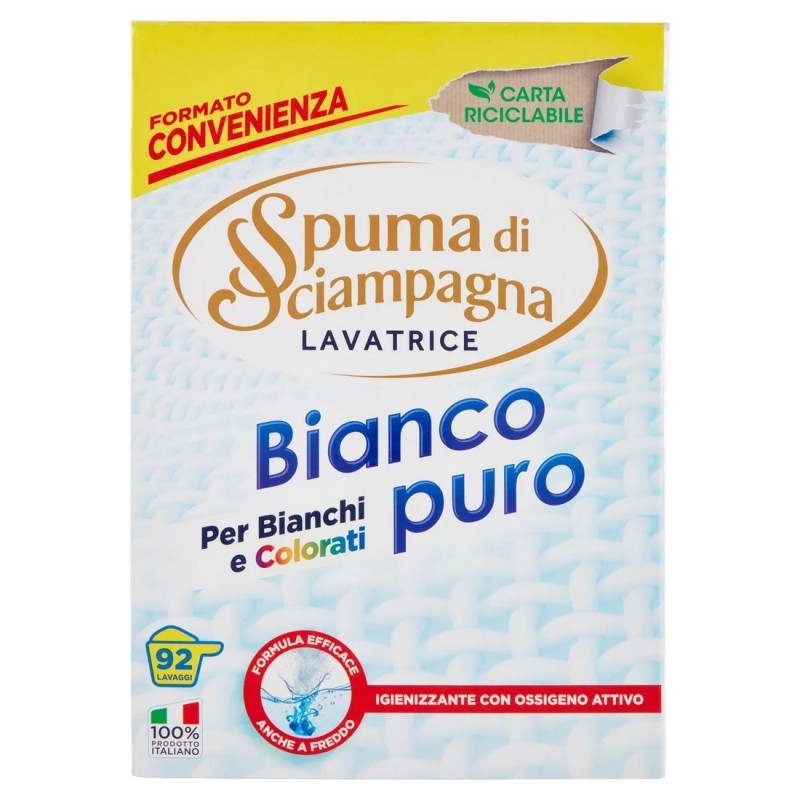 SPUMA DI SCIAMPAGNA BIANCO PURO DETERGENTE LAVATRICE IN POLVERE 92 LAVAGGI