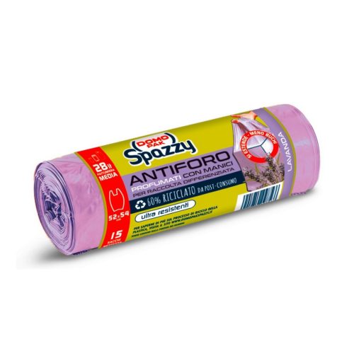 DOMO PAK SACCHI IMMONDIZIA LAVANDA 15 PEZZI 28LT CM52X54