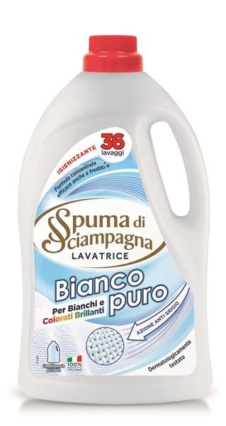 SPUMA DI SCIAMPAGNA DETERGENTE LAVATRICE BIANCO PURO 36 LAVAGGI 1620ML