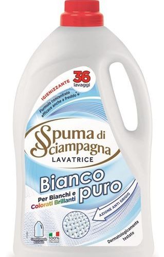 SPUMA DI SCIAMPAGNA DETERGENTE LAVATRICE BIANCO PURO 36 LAVAGGI 1620ML