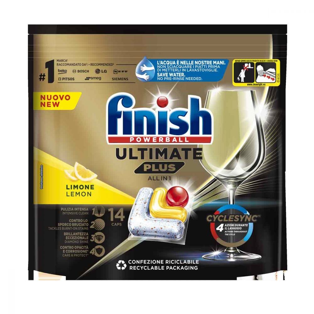 FINISH ULTIMATE PLUS LIMONE LAVASTOVIGLIE 14 CAPS
