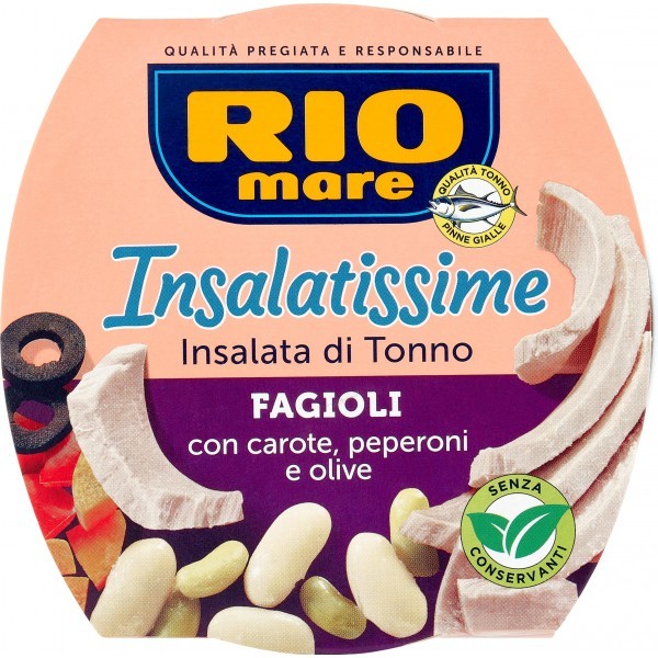 RIO MARE INSALATISSIME DI TONNO E FAGIOLI CON CAROTE, PEPERONI E OLIVE 160GR