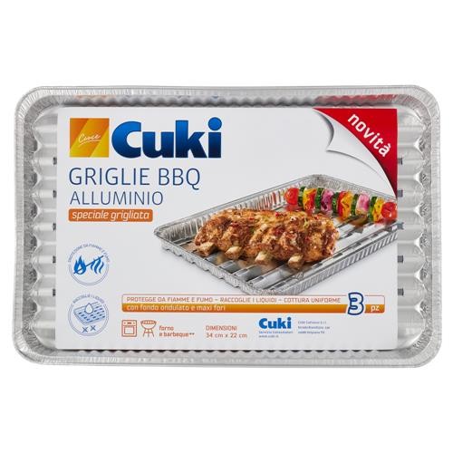 CUKI VASCHETTE GRIGLIE BBQ ALLUMINIO 3 PEZZI CM34X22