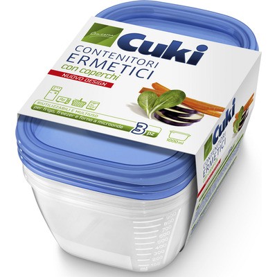 CUKI CONTENITORI ERMETICI CON COPERCHI RETTANGOLARI 3 PEZZI 1000ML