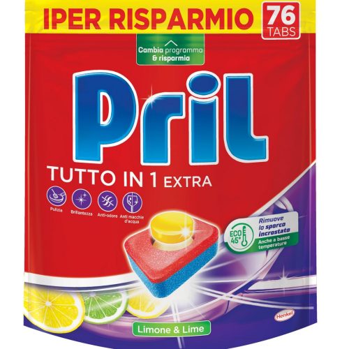 PRIL TUTTO IN 1 EXTRA LIMONE &amp  LIME LAVASTOVIGLIE 76 TABS