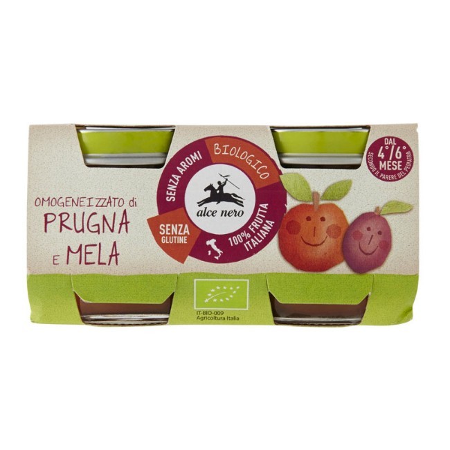 ALCE NERO OMOGENEIZZATO PRUGNA E MELA BIO GR80X2
