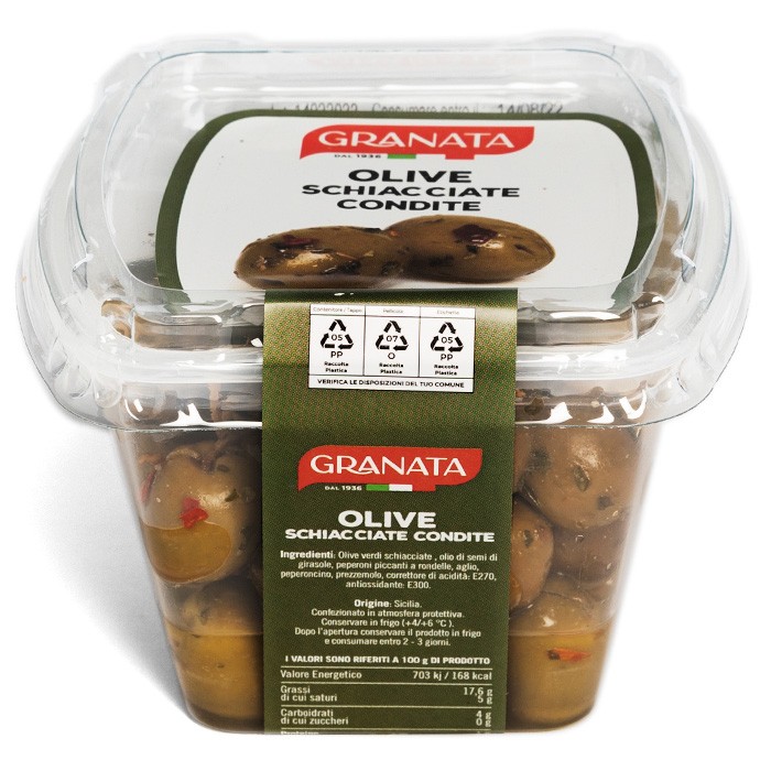 GRANATA OLIVE SCHACCIATE CONDITE 270GR