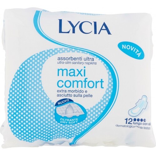 LYCIA MAXI COMFORT ASSORBENTE LUNGO CON ALI 12 PEZZI
