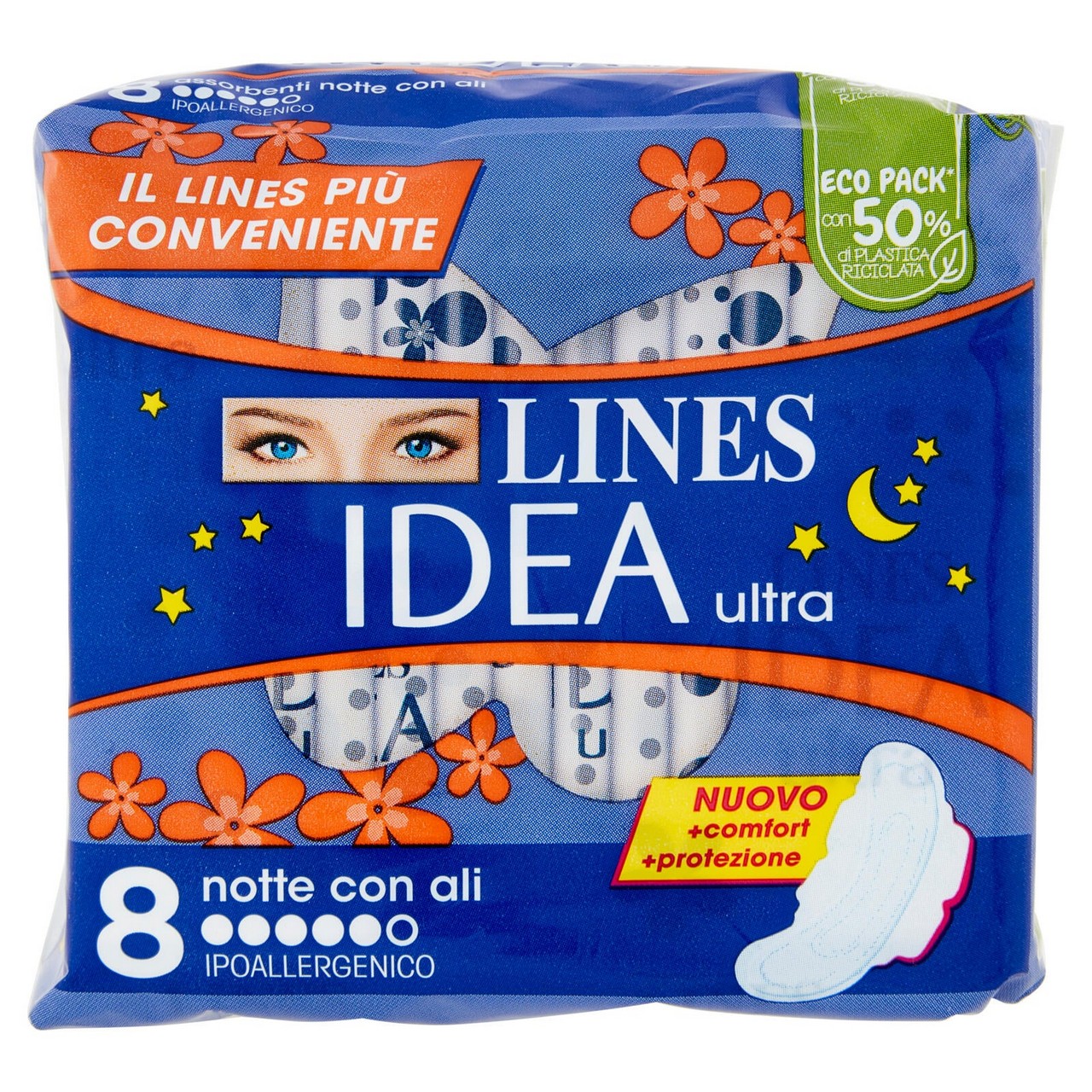 LINES IDEA ULTRA NOTTE CON ALI 8 PEZZI IPOALLERGENICO
