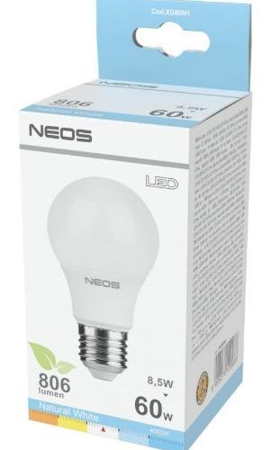 NEOS LAMPADINA LED GOCCIA 8,5W E27 LUCE NATURALE