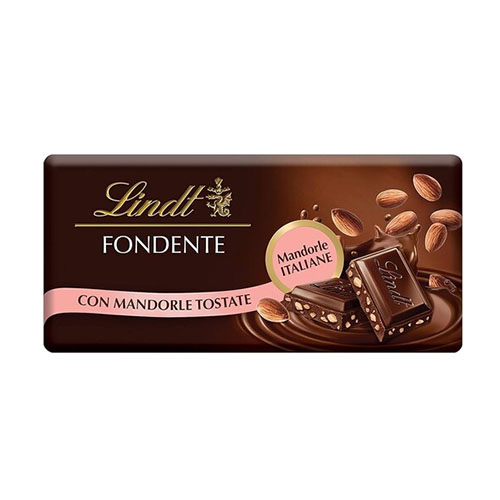LINDT CIOCCOLATA FONDENTE CON MANDORLE TOSTATE 100GR