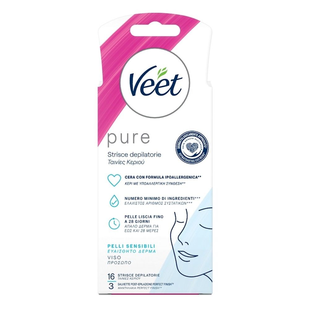VEET PURE STRISCE DEPILATORIE VISO 16 PEZZI