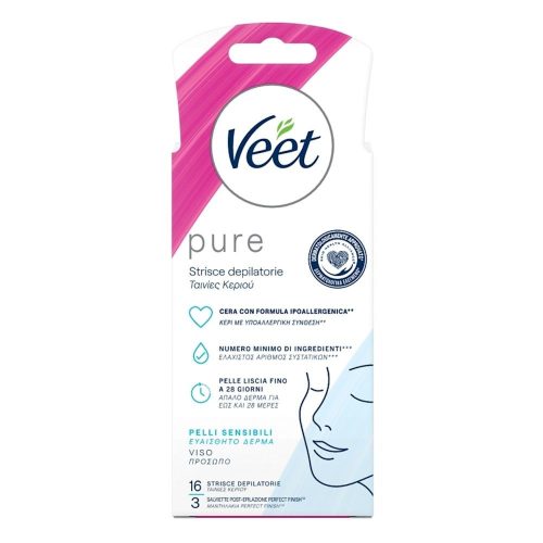 VEET PURE STRISCE DEPILATORIE VISO 16 PEZZI