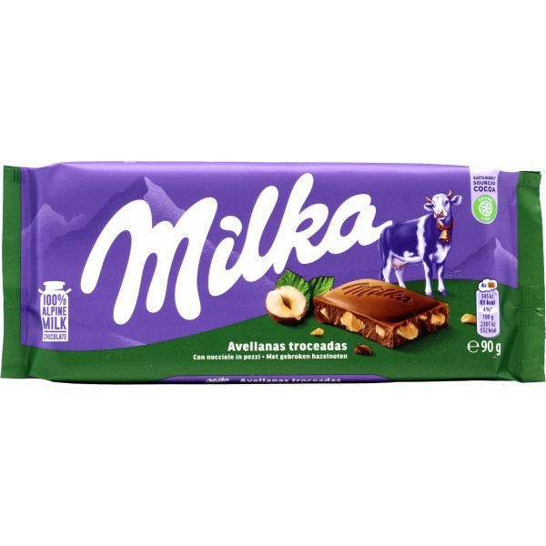 MILKA CIOCCOLATA CON NOCCIOLE IN PEZZI 90GR