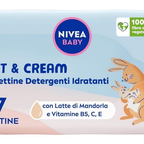 NIVEA BABY SOFT &amp  CREAM SALVIETTINE UMIDIFICATE DETERGENTI IDRATANTI 57 PEZZI