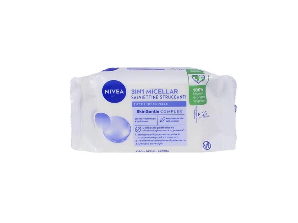 14166-1 NIVEA 3 IN 1 MICELLAR SALVIETTINE UMIDIFICATE STRUCCANTI 25 PEZZI