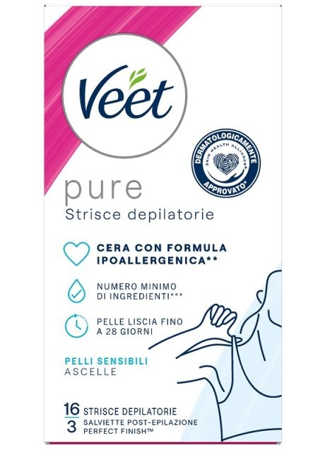 VEET PURE STRISCE DEPILATORIE ASCELLE 16 PEZZI