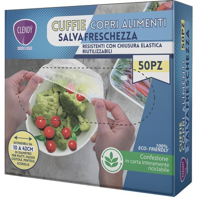 CLENDY CUFFIE COPRI ALIMENTI SALVA FRESCHEZZA 50 PEZZI