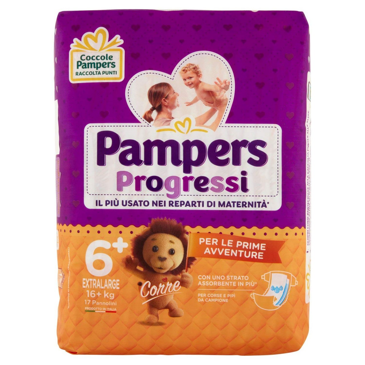 PAMPERS PROGRESSI 6 + EXTRA LARGE 17 PEZZI