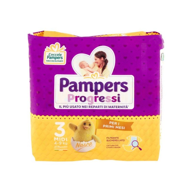 PAMPERS PROGRESSI 3 MIDI 27 PEZZI