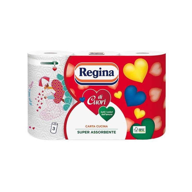 REGINA DI CUORI CARTA CASA SUPER ASSORBENTE 3 PEZZI