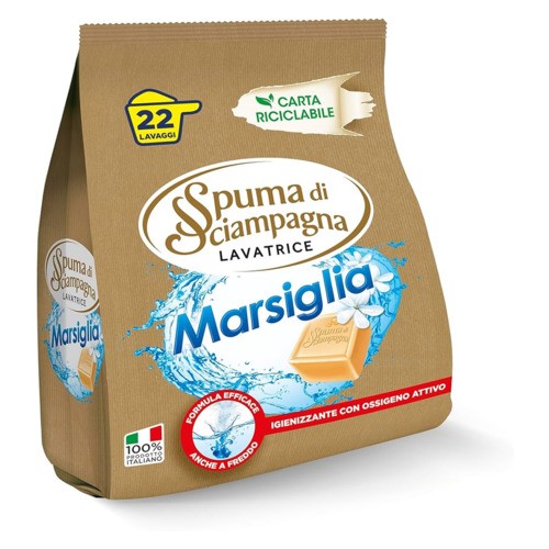 SPUMA DI SCIAMPAGNA DETERGENTE LAVATRICE IN POLVERE MARSIGLIA 22 LAVAGGI 990GR