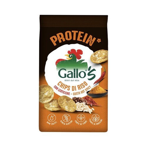 GALLO'S PROTEIN CHIPS DI RISO CON LENTICCHIE GUSTO HOT SPICY 40GR