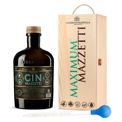 MAZZETTI D'ALTAVILLA GIN BLACK EDITION CASSETTA LEGNO 3LT